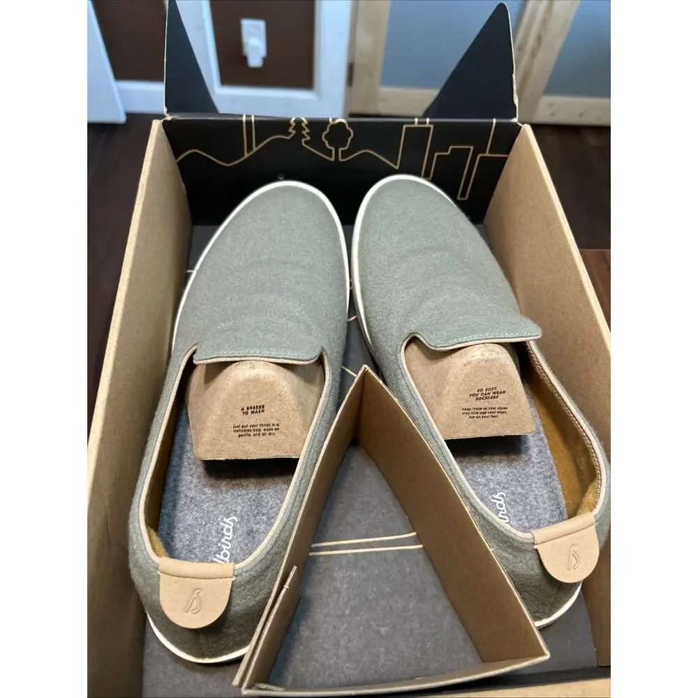 New ALLBIRDS Wool Lounger Hazy Pine Shoes Slip On Green Mens Size 14